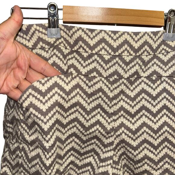 Cartonnier Anthropologie Zigzag Shorts Size 6 Side Zip Pocketed Cotton Blend - Picture 2 of 10